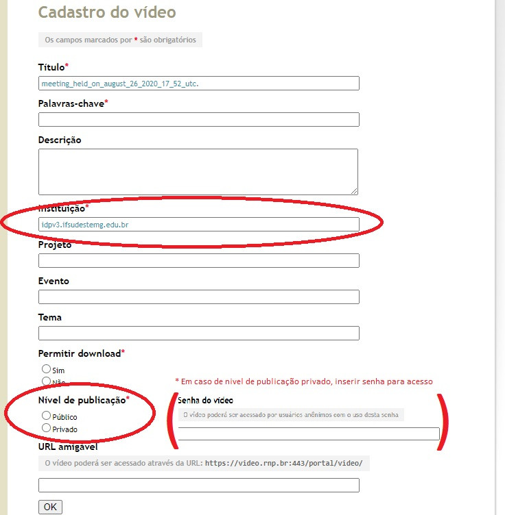 Preencher Dados Do Video